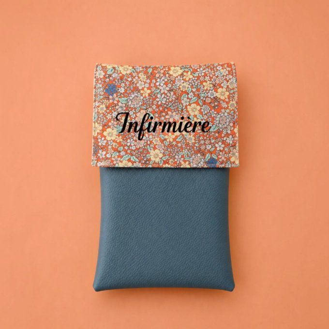 pochette infirmière aimantée liberty rouge