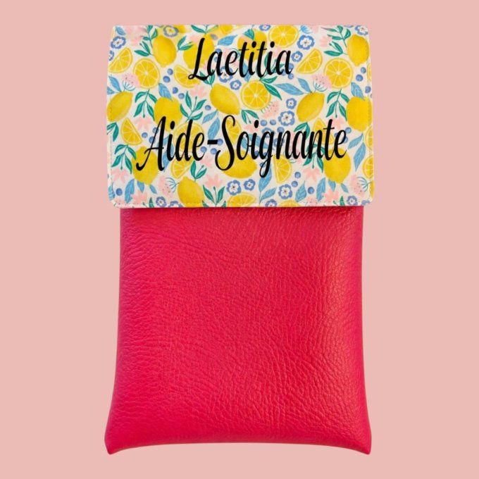 pochette infirmière aimantée citron fleuri