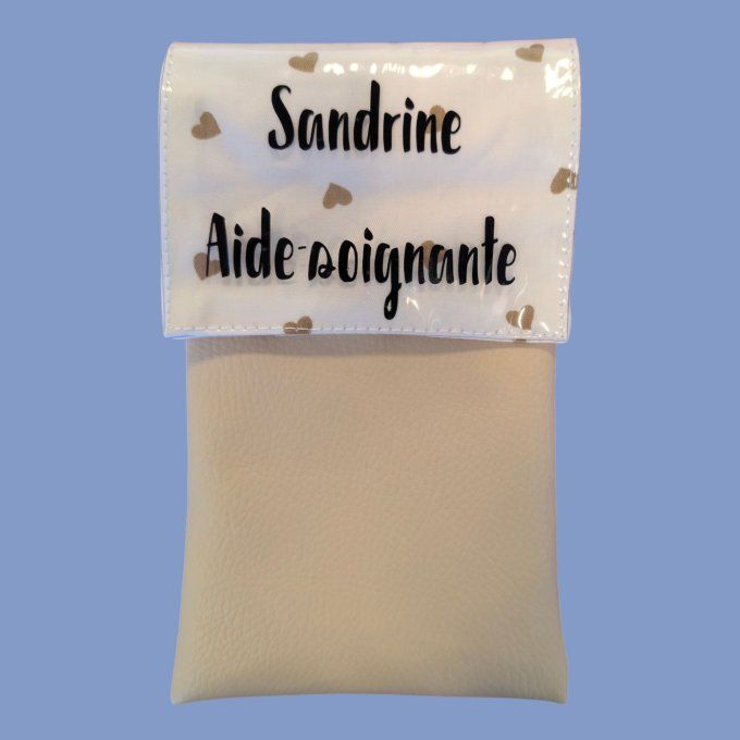 pochette infirmière aimantée petits coeurs caramel 