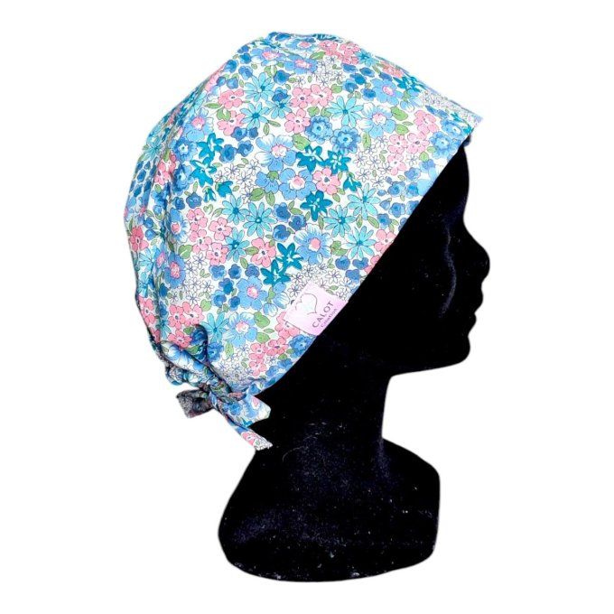 Calot Premium Médical "orchidée bleu" – Doublure Satin Protectrice