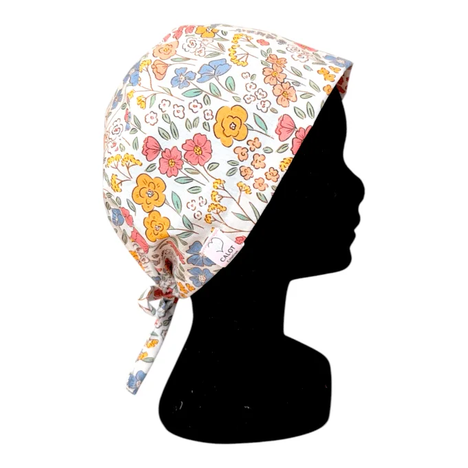 Calot Premium Médical "Primevère Colorée" – Doublure Satin Protectrice