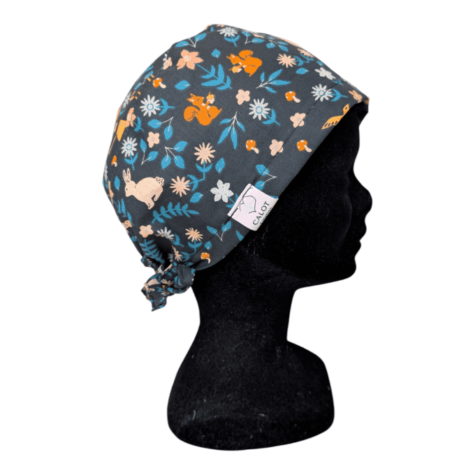  Calot Premium Médical " forêt enchantée" – Doublure Satin Protectrice 