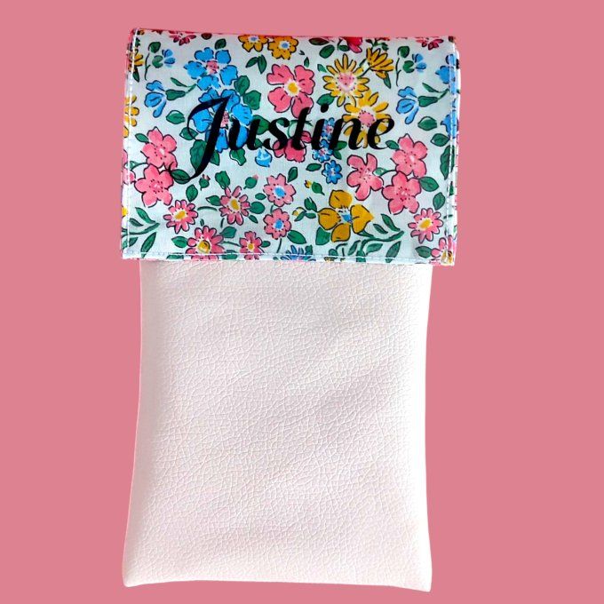 Pochette aimantée personnalisable fleurs multicolores fond blanc